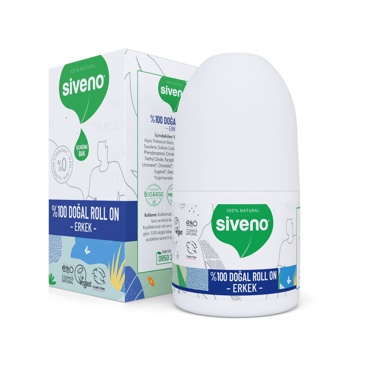 Siveno Natural Roll-On Deodorant  Men 50ml (1.69 fl oz)