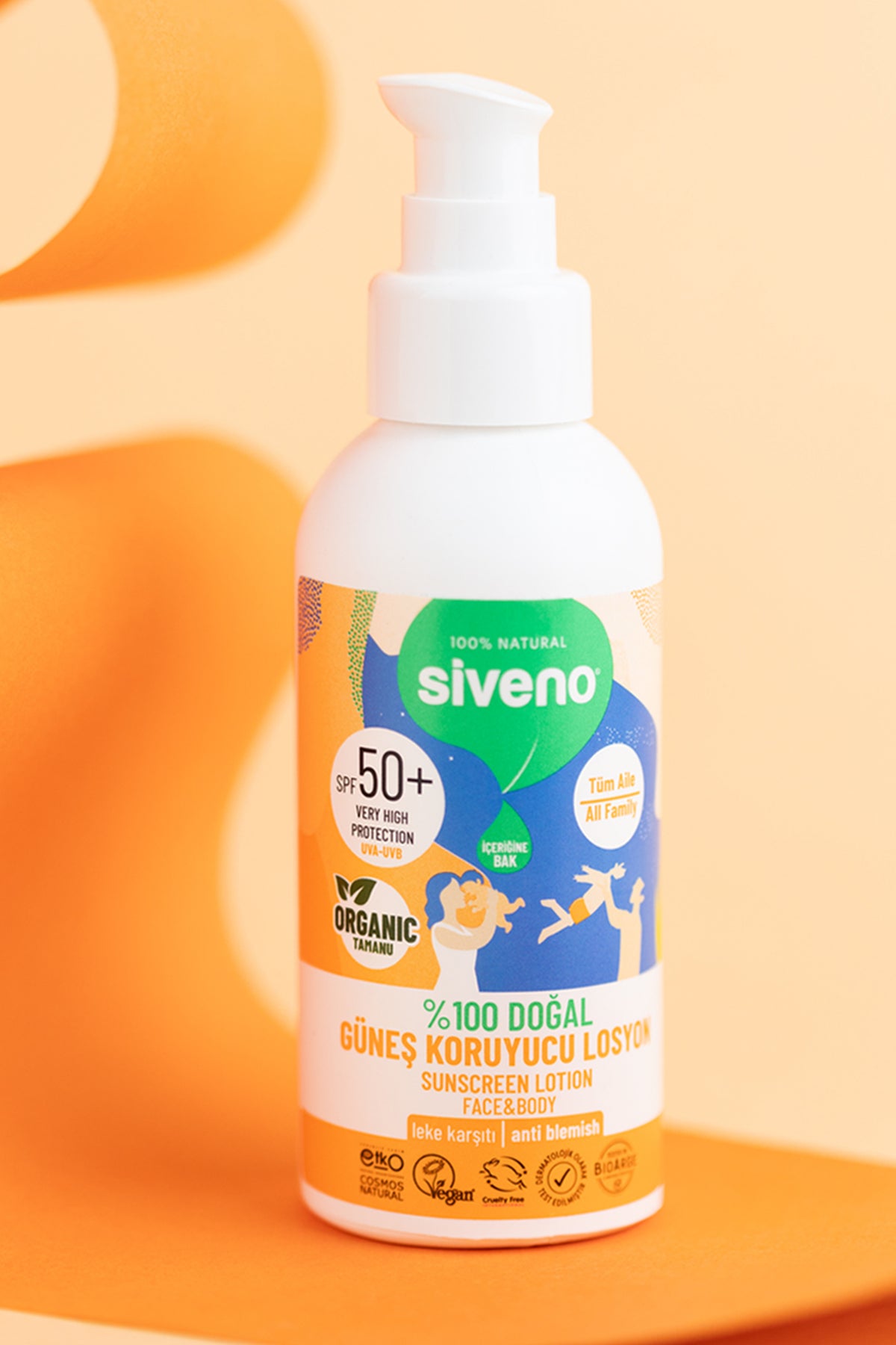 Siveno Natural Sun Lotion For All Family +50 spf 100ml (3.38 fl oz)