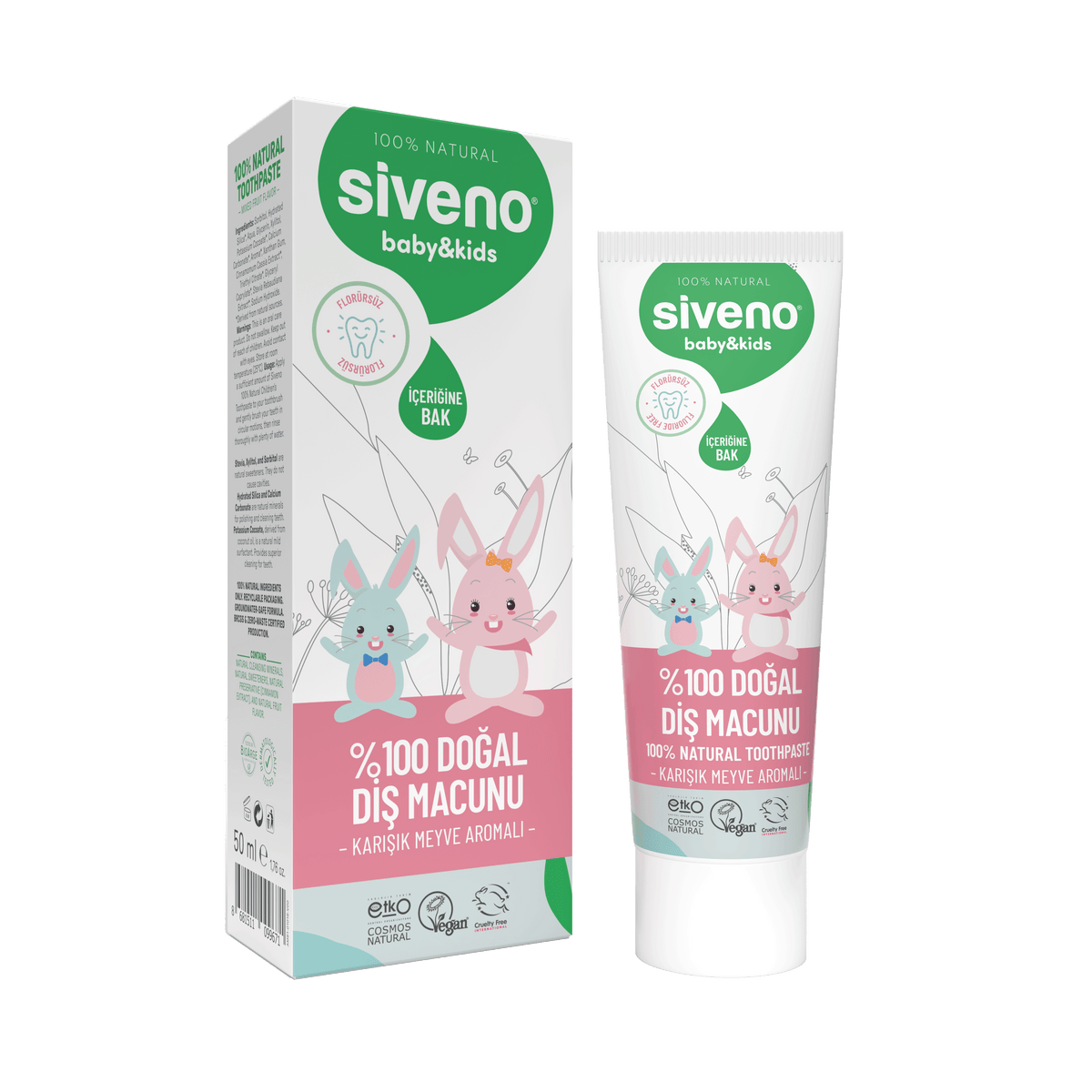 Siveno Natural Baby & Kids Toothpaste - Mixed Fruits 50ml (1.69 fl oz)